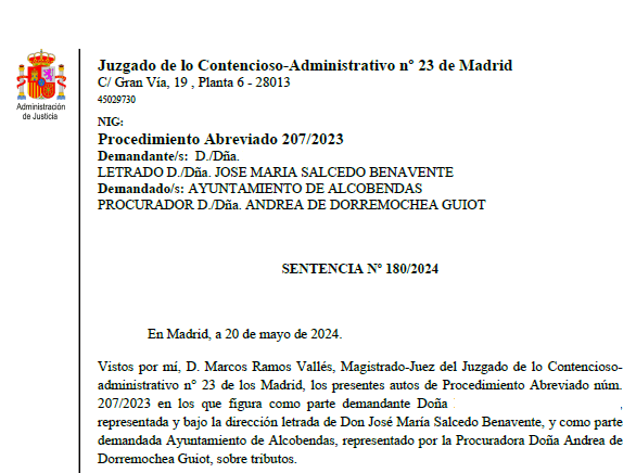 El Ayuntamiento de Alcobendas, condenado a devolver la plusvalía municipal por no tener Tribunal Económico-Administrativo Municipal