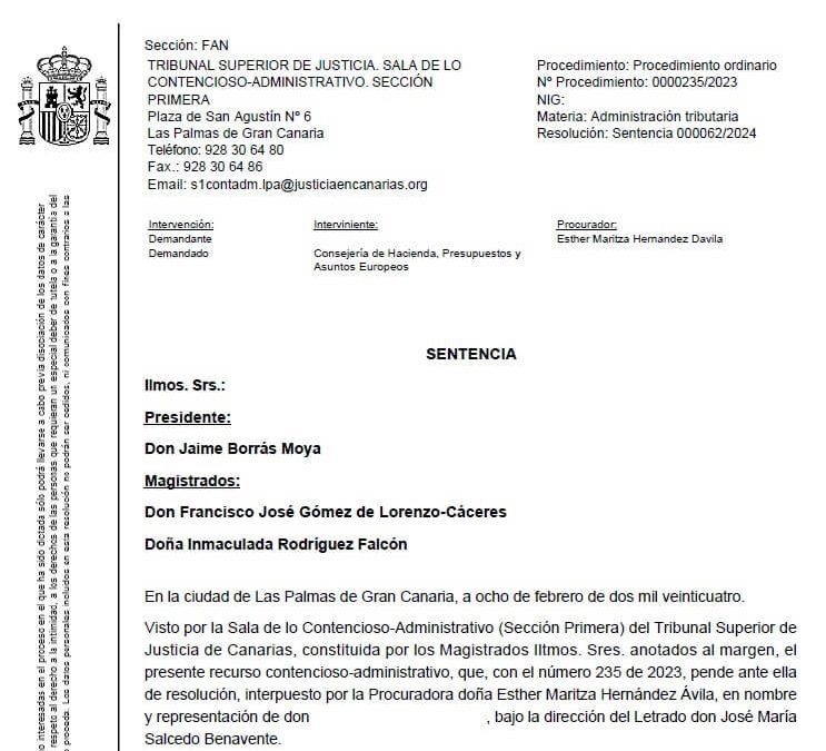 TSJ de Canarias: anulación de declaración de responsabilidad del artículo 43.1.b, LGT